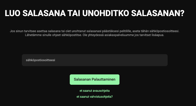 24Casino Unohtuiko salasanasi?
