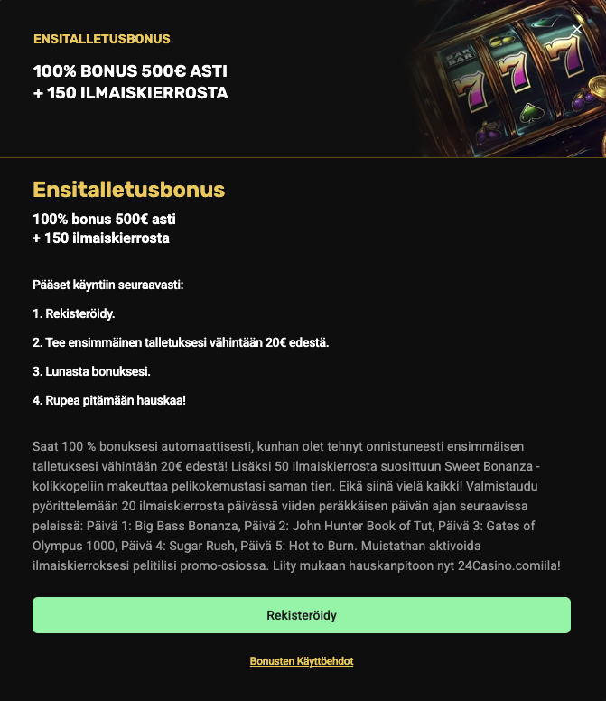 24casino First Deposit Bonus